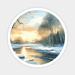 Winter River Winter Landscape Magnet